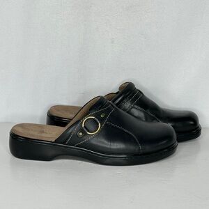 Array Black Leather Mules Slip On Shoes Boho Sz 9 1/2